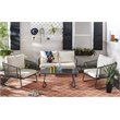 Safavieh Benjin 4-Piece Rattan/Polyester Outdoor Living Set in Gray/White
