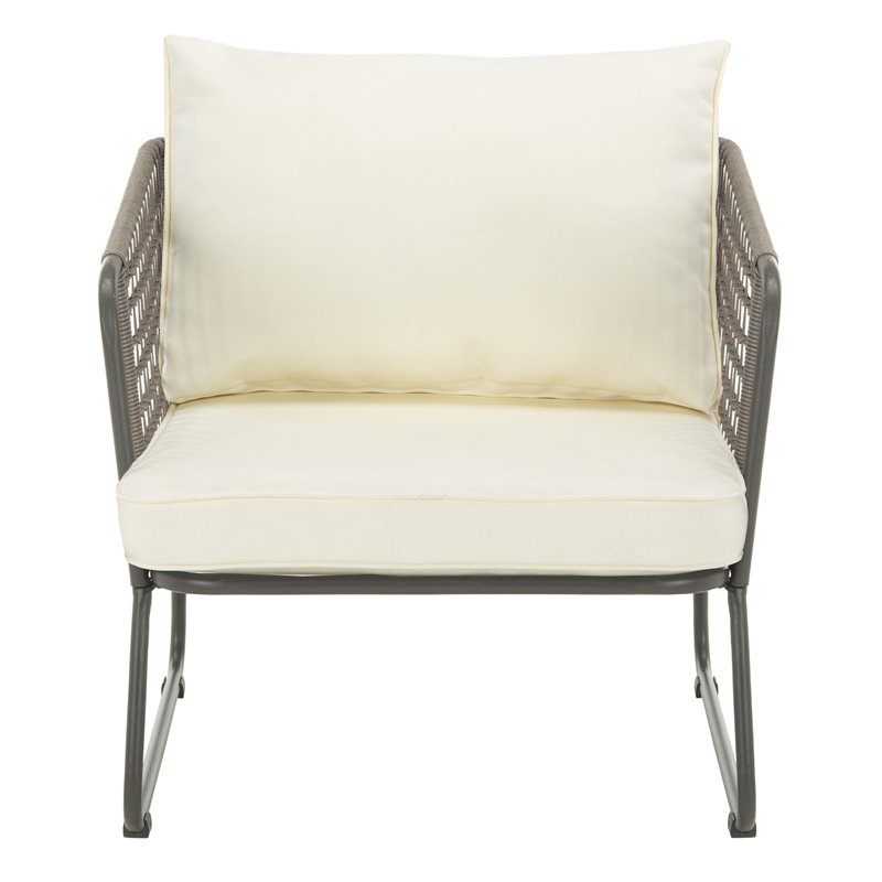 Safavieh Benjin 4-Piece Rattan/Polyester Outdoor Living Set in Gray/White