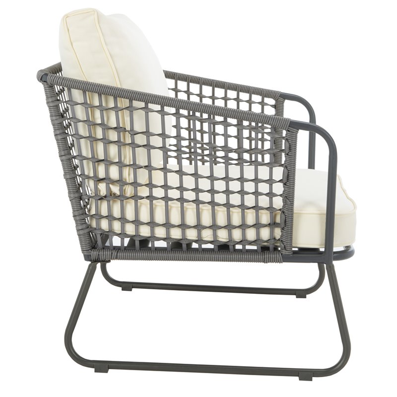 Safavieh Benjin 4-Piece Rattan/Polyester Outdoor Living Set in Gray/White