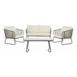 Safavieh Benjin 4-Piece Rattan/Polyester Outdoor Living Set in Gray/White