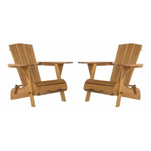safavieh breetel eucalyptus wood outdoor adirondack chairs in natural (set of 2)