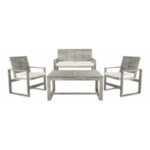 Safavieh Ozark 4-Piece Coastal Acacia Wood Outdoor Set in Gray