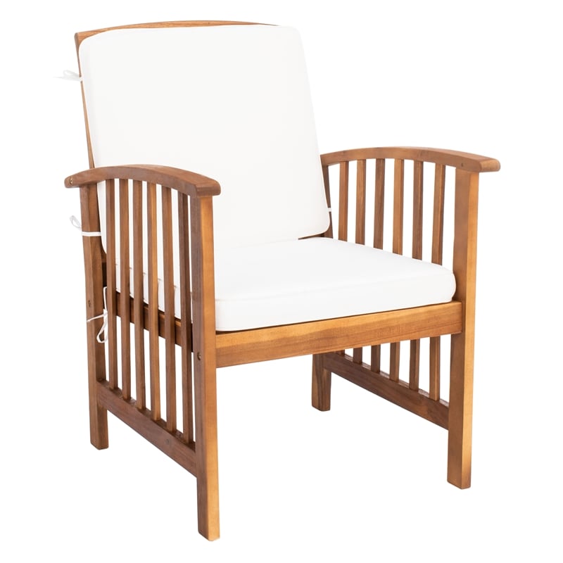 Safavieh Rocklin Wood 4 Pc Outdoor Set  in Natural / Beige