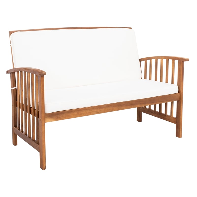 Safavieh Rocklin Wood 4 Pc Outdoor Set  in Natural / Beige