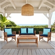 Safavieh Rocklin 4-Piece Acacia Wood Outdoor Set in Natural / Navy