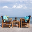 Safavieh Rocklin 4-Piece Acacia Wood Outdoor Set in Natural / Navy