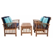 Safavieh Rocklin 4-Piece Acacia Wood Outdoor Set in Natural / Navy