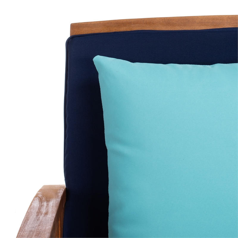 Safavieh Rocklin 4-Piece Acacia Wood Outdoor Set in Natural / Navy