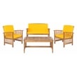 Safavieh Rocklin 4-Piece Acacia Wood Outdoor Set in Natural / Yellow