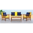 Safavieh Rocklin 4-Piece Acacia Wood Outdoor Set in Natural / Yellow