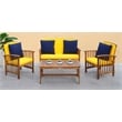 Safavieh Rocklin 4-Piece Acacia Wood Outdoor Set in Natural / Yellow