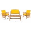 Safavieh Rocklin 4-Piece Acacia Wood Outdoor Set in Natural / Yellow