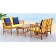 Safavieh Rocklin 4-Piece Acacia Wood Outdoor Set in Natural / Yellow
