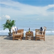 Safavieh Rocklin 4-Piece Acacia Wood Outdoor Set in Natural / Beige /Navy/White
