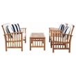 Safavieh Rocklin 4-Piece Acacia Wood Outdoor Set in Natural / Beige /Navy/White