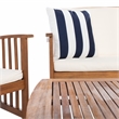 Safavieh Rocklin 4-Piece Acacia Wood Outdoor Set in Natural / Beige /Navy/White
