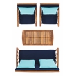Safavieh Fontana Wood 4 Pc Outdoor Set in Natural / Navy
