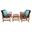 Safavieh Fontana Wood 4 Pc Outdoor Set in Natural / Navy