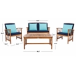 Safavieh Fontana Wood 4 Pc Outdoor Set in Natural / Navy