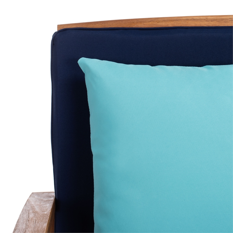 Safavieh Fontana Wood 4 Pc Outdoor Set in Natural / Navy