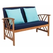 Safavieh Fontana Wood 4 Pc Outdoor Set in Natural / Navy