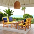 Safavieh Fontana Wood 4 Pc Outdoor Set in Natural / Yellow