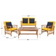 Safavieh Fontana Wood 4 Pc Outdoor Set in Natural / Yellow