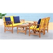Safavieh Fontana Wood 4 Pc Outdoor Set in Natural / Yellow