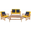 Safavieh Fontana Wood 4 Pc Outdoor Set in Natural / Yellow
