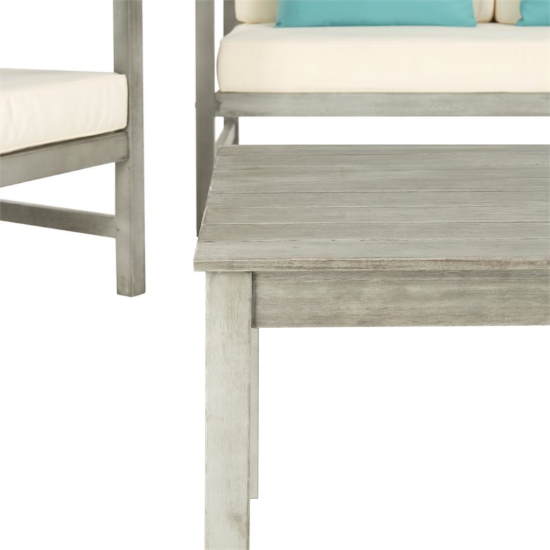 Safavieh Montez 4-Piece Eucalyptus Wood Outdoor Set in Gray/Beige