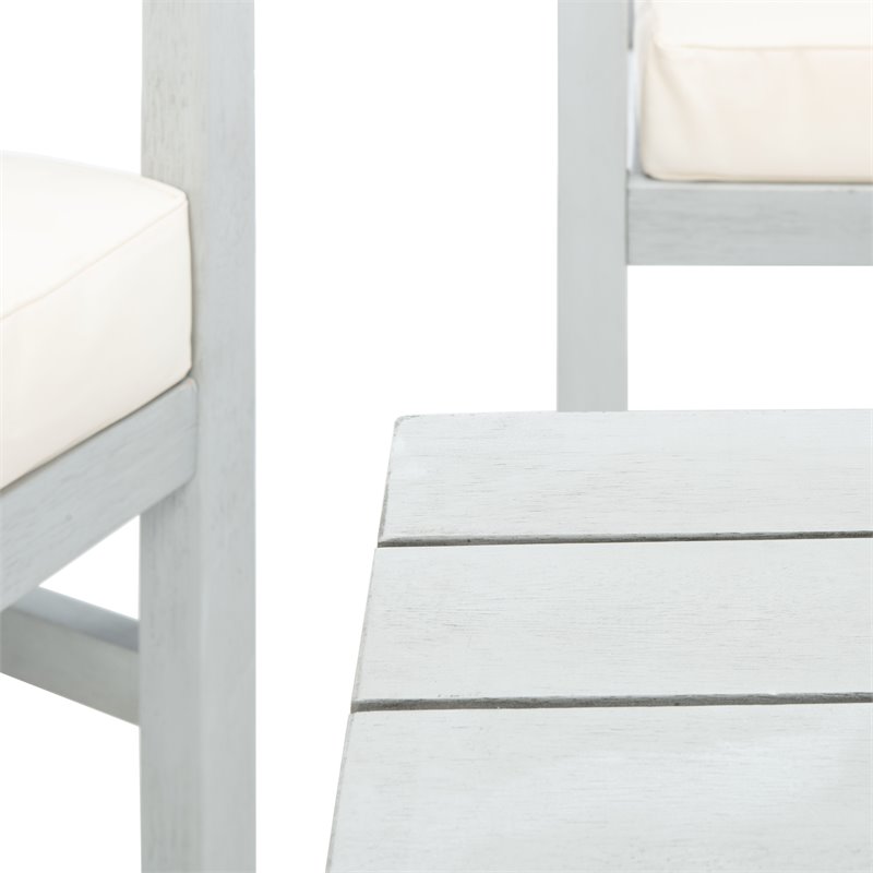 Safavieh Montez 4-Piece Eucalyptus Wood Outdoor Set with Pillows in Gray/Beige