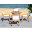 Safavieh Chante 5-Piece Round Eucalyptus Wood Table in Teak Natural