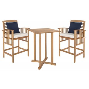 safavieh pate 3-piece eucalyptus wood bistro set in natural and beige