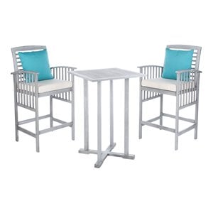safavieh pate 3-piece eucalyptus wood bistro set in teak gray and beige