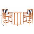 Safavieh Pate 3-Piece Wood/Polyester Bistro Set in Natural/White/Navy