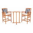 Safavieh Pate 3-Piece Wood/Polyester Bistro Set in Natural/White/Navy
