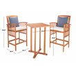 Safavieh Pate 3-Piece Wood/Polyester Bistro Set in Natural/Navy/Beige