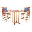 Safavieh Pate 3-Piece Wood/Polyester Bistro Set in Natural/Navy/Beige