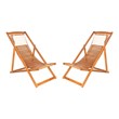 Safavieh Rendi Wood/Polyester Relax Chairs w/ Pillow in Natural/Beige (Set of 2)