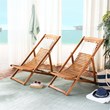 Safavieh Rendi Wood/Polyester Relax Chairs w/ Pillow in Natural/Beige (Set of 2)