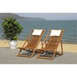 Safavieh Rendi Wood/Polyester Relax Chairs w/ Pillow in Natural/Beige (Set of 2)