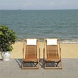 Safavieh Rendi Wood/Polyester Relax Chairs w/ Pillow in Natural/Beige (Set of 2)
