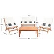 Safavieh Chaston 4-Piece Eucalyptus Wood/Polyester Living Set in Natural/Beige