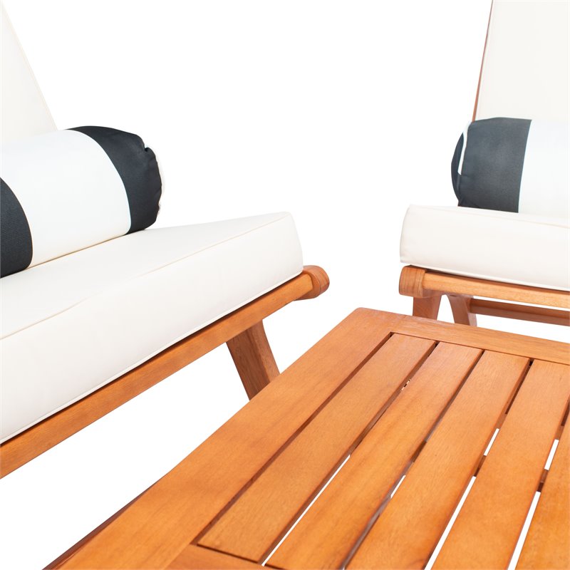 Safavieh Chaston 4-Piece Eucalyptus Wood/Polyester Living Set in Natural/Beige