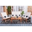 Safavieh Chaston 4-Piece Eucalyptus Wood/Polyester Living Set in Natural/Beige