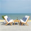 Safavieh Chaston 4-Piece Eucalyptus Wood/Polyester Living Set in Natural/Navy