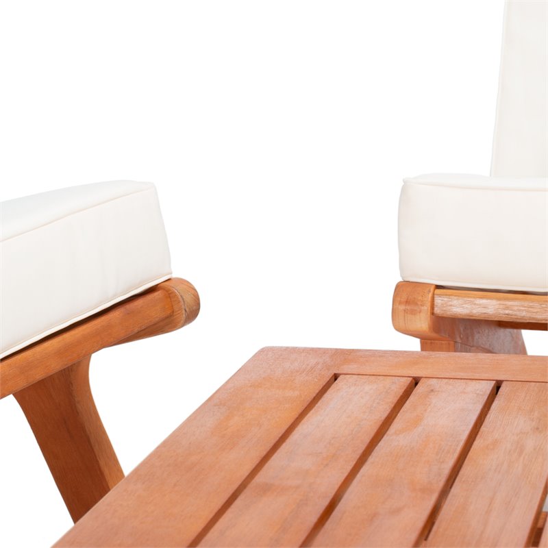 Safavieh Chaston 4-Piece Eucalyptus Wood/Polyester Living Set in Natural/Navy