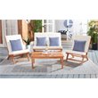Safavieh Chaston 4-Piece Eucalyptus Wood/Polyester Living Set in Natural/Navy