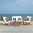 Safavieh Chaston 4-Piece Eucalyptus Wood/Polyester Living Set in Natural/Navy