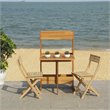 Safavieh Barley 3-Piece Teak/Wood Bistro Set with Flower Shelf in Natural